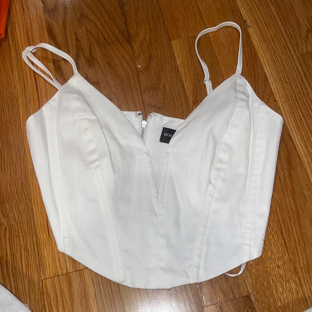White Fox Low Cut Crop Top